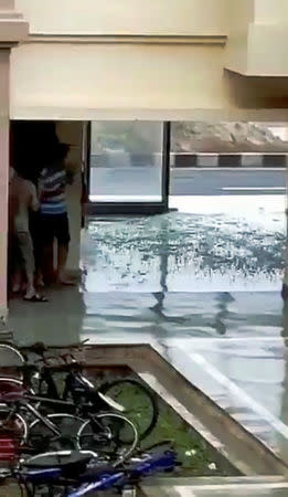 A window glass shatters during Cyclone Fani in Bhubaneswar, Odisha, India May 3, 2019 in this still image taken from a video obtained from social media. AMAN PRATAP SINGH/via REUTERS