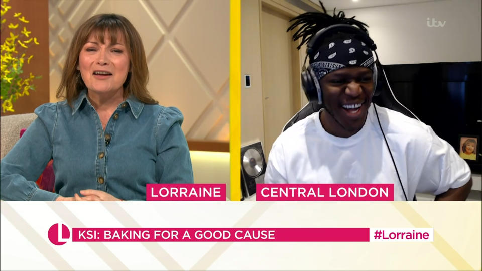 Mandatory Credit: Photo by ITV/Shutterstock (11825020p)
Lorraine Kelly and KSI
'Lorraine' TV Show, London, UK - 22 Mar 2021