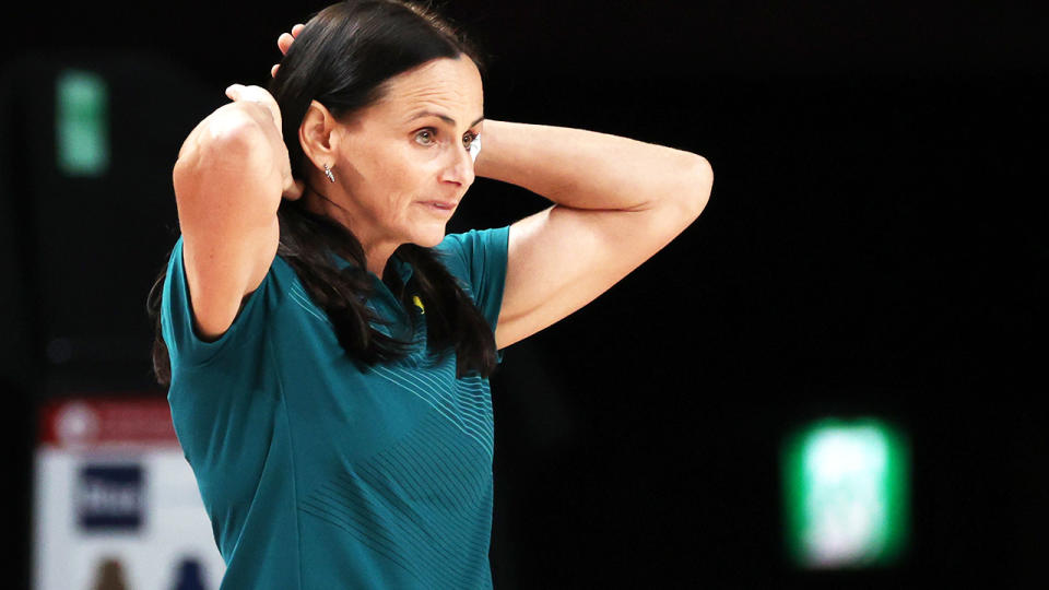 Sandy Brondello, pictured here during an Opals game at the Tokyo Olympics.