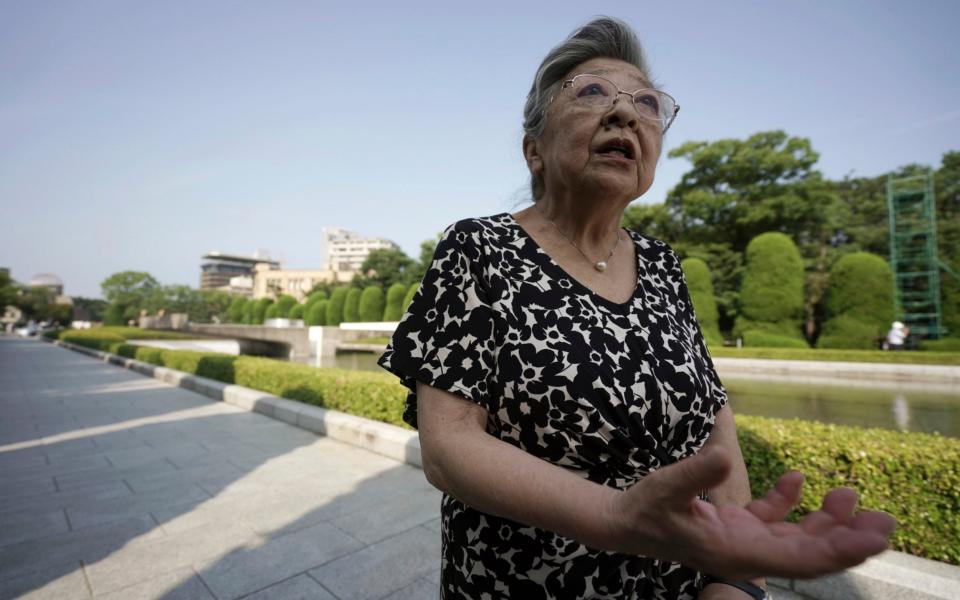 Koko Kondo gives an interview in which she spoke of her determination to find the crew of the Enola Gay - Eugene Hoshiko /AP