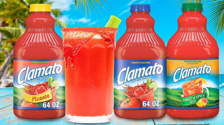 Clamato bottles and Michelada pint