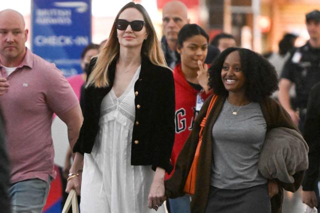 Angelina Jolie Wears the Big Bag Trend While at the D.C. Airport