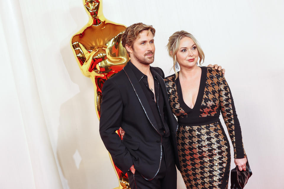 Ryan Gosling and Mandi Gosling at the 96th Annual Oscars held at Ovation Hollywood on March 10, 2024 in Los Angeles, California. (Photo by Lexie Moreland/WWD via Getty Images)