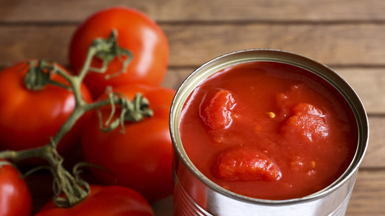 canned tomatoes with fresh tomatoes