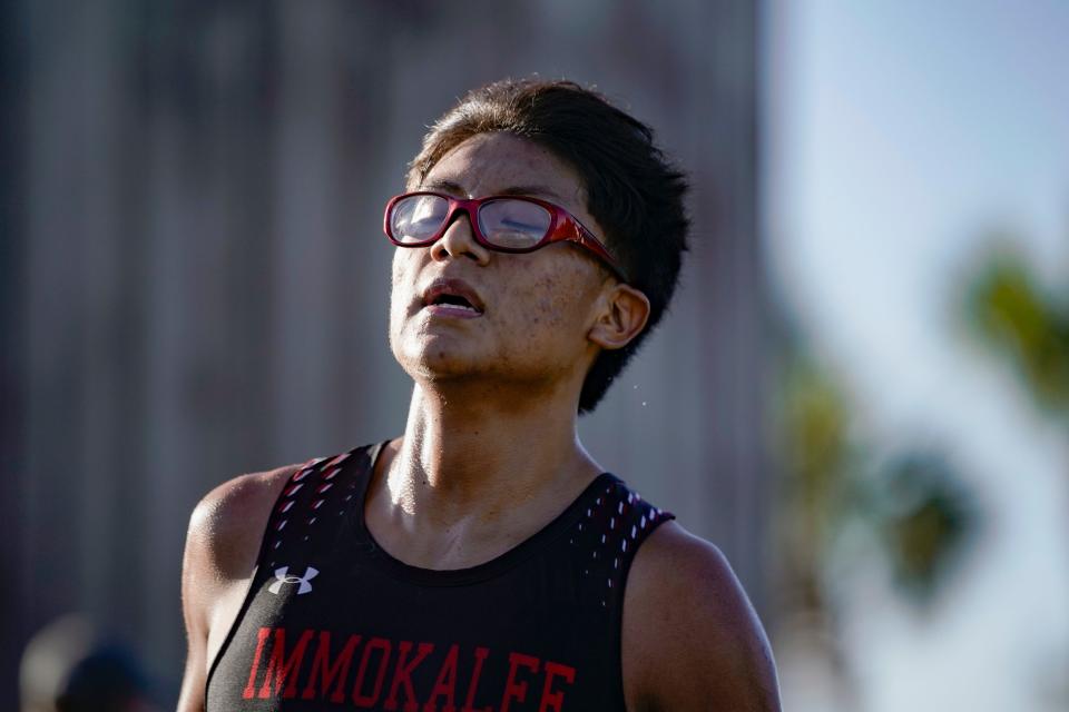 Albino Huapilla of Immokalee competes in the Collier County Athletic Conference cross country championship at Palmetto Ridge High School in Naples on Wednesday, Oct. 25, 2023.