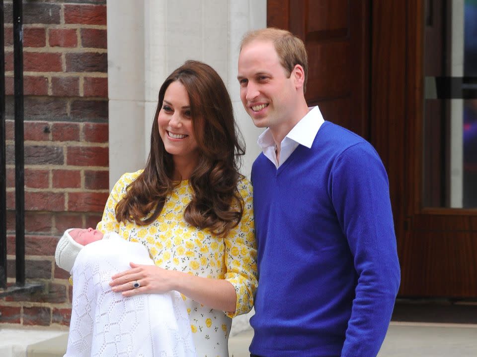 Taking Princess Charlotte home from the Lindo Wing of St Mary's Hospital in 2015. Source: Getty