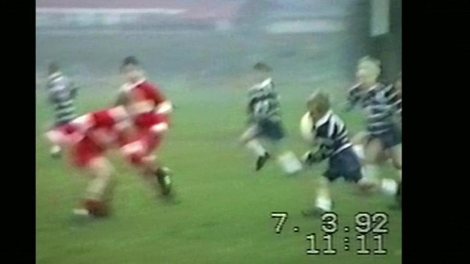 Rob Burrow playing as a kid