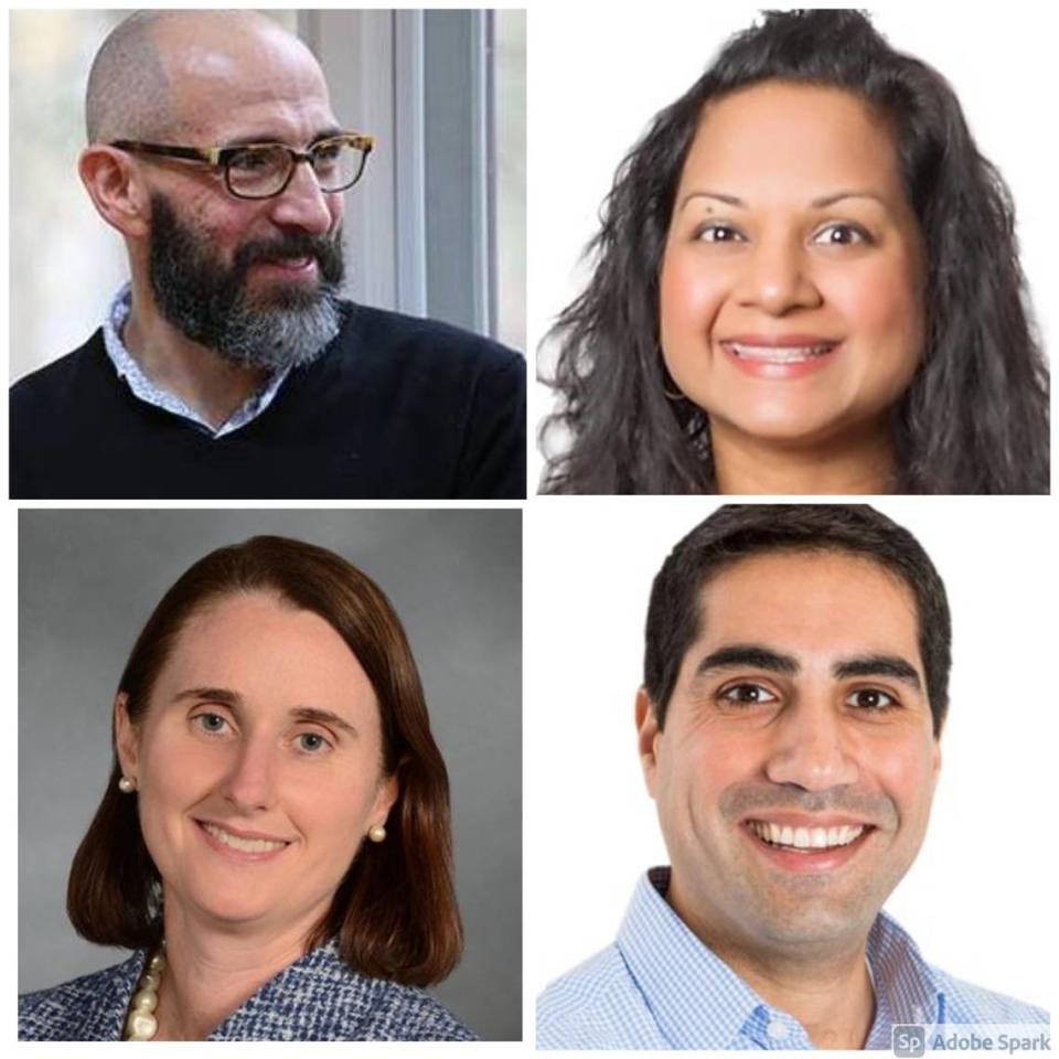 Clockwise: Dr. David Wohl, of UNC Health; Dr. Anita Skariah of UNC Health; Dr. Amir Barzin, of UNC Health; and Dr. Sallie Permar, formerly of Duke and now at Cornell Medical School/NewYork-Presbyterian.