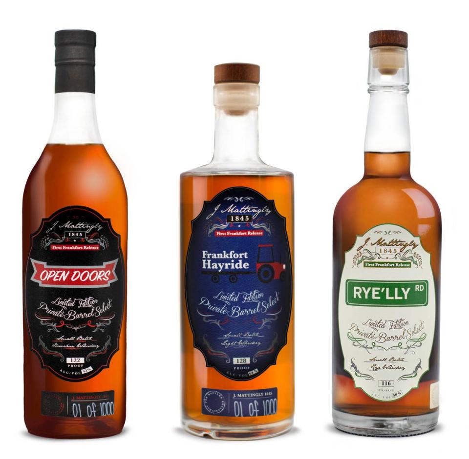 J. Mattingly 1845 Distillery has three new Frankfort releases: Open Doors, a limited edition bourbon; Frankfort Hayride, a limited edition light whiskey; and Rye’lly, a limited edition rye whiskey.