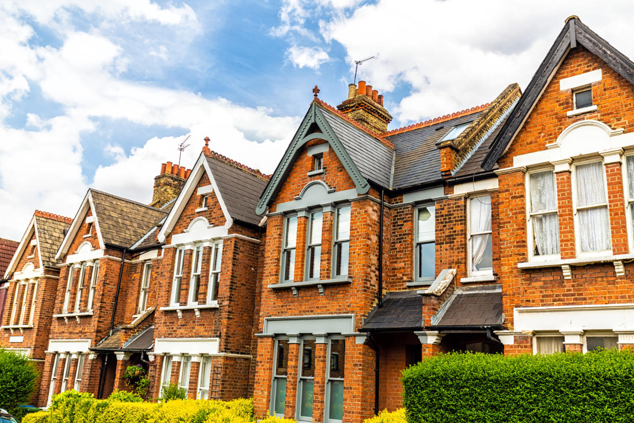 Town Houses in London. 'There is a risk of a downward movement in house prices, given the pressure on household budgets,' said Nationwide. Photo: Getty