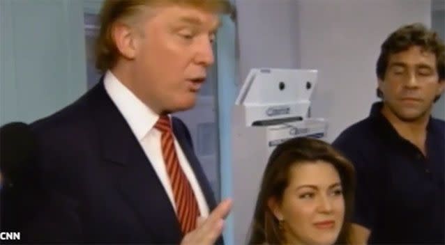 Trump with the former beauty queen at the now imfamous press conference. Source: Supplied.