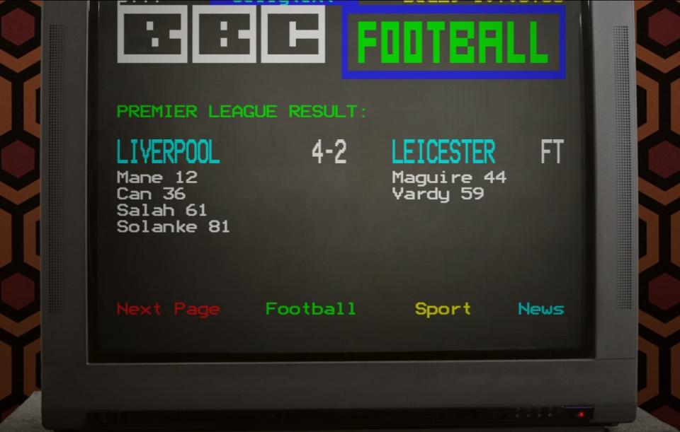 The match according to Ceefax