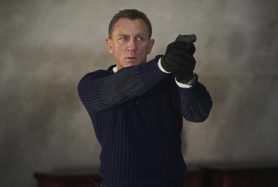 This image released by Metro Goldwyn Mayer Pictures shows Daniel Craig in a scene from "No Time To Die." (Nicola Dove/Metro Goldwyn Mayer Pictures via AP)