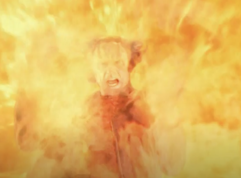 Gul Dukat falling into the fire