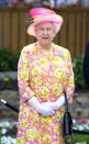 <p>At a lunch in Canada, the Queen donned an eye-catching pink dress covered with yellow flowers. <i>[Photo: Rex]</i></p>