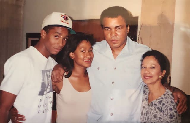 Courtesy of Nicole Avant Nicole with her brother Alex, mom Jacqueline and boxer Muhammad Ali in Los Angeles 1992.