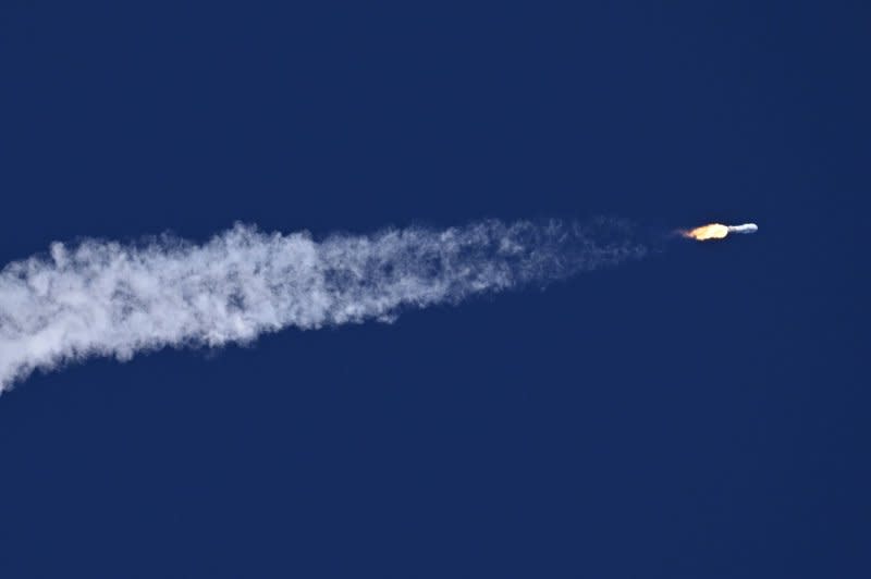 The Atlas V lifted off at 2:08 p.m. EDT, with the high-powered burner delivering two test satellites for Amazon's Project Kuiper. Amazon has set a goal to install 3,236 of the satellites in space by the end of 2026. Photo by Joe Marino/UPI