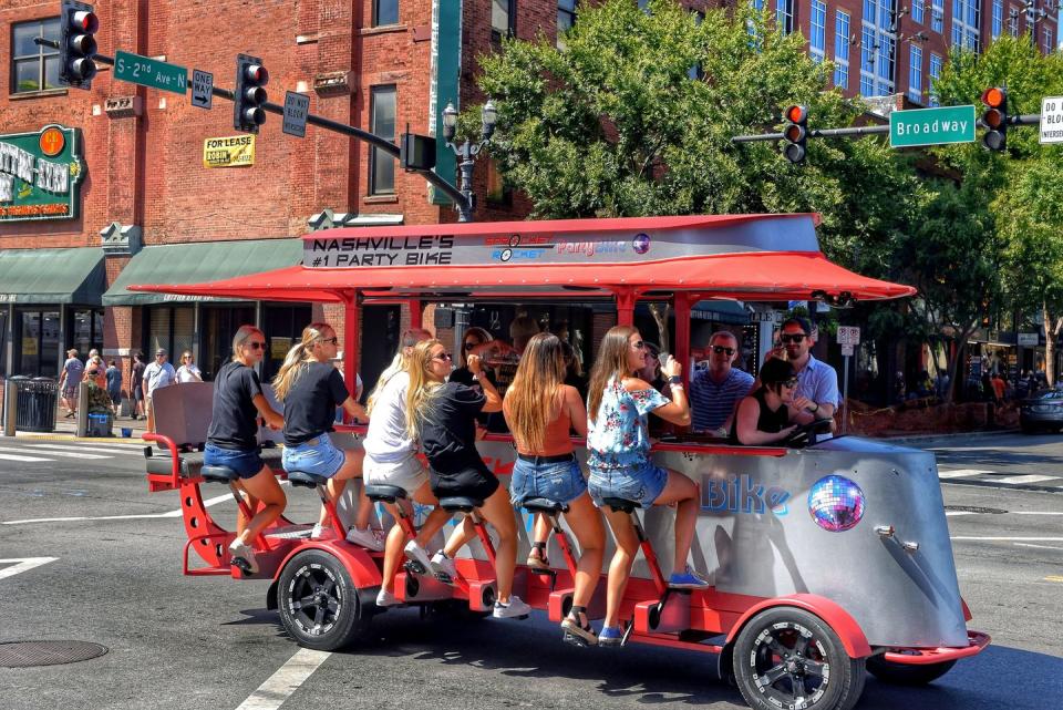 sprocket rocket party bike tavern on broadway st in nashville