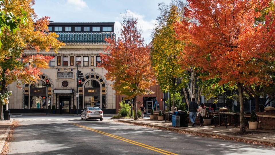 Downtown Asheville, N.C., is seen in this 2018 file photo.