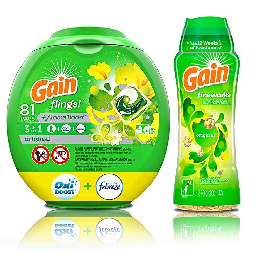 Gain Flings Original Laundry Detergent Pacs, 81 Count with in-Wash Scent Booster Beads