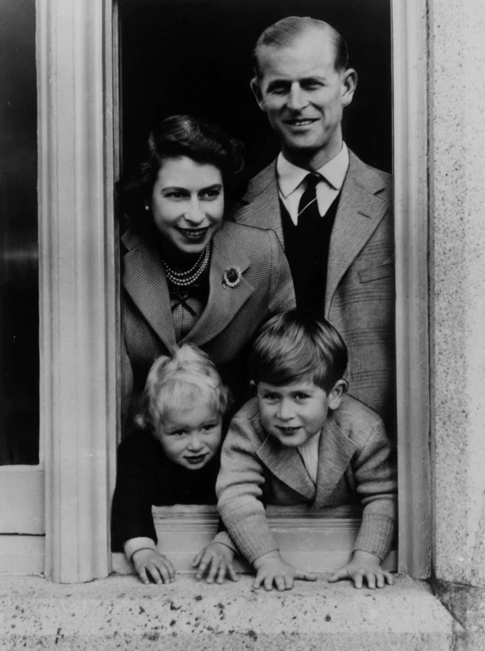 <div class="inline-image__caption"><p>Queen Elizabeth with Prince Philip and their children, Charles and Anne, at Balmoral Castle in Scotland on Sept. 28, 1952.</p></div> <div class="inline-image__credit">Lisa Sheridan/Getty</div>