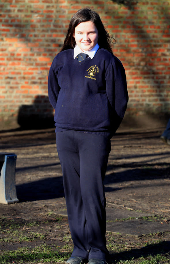 Ross Parry/Steven Schofield Picture shows  - 11 year old Megan Harris, who has to carry her passport when she catches the bus to school in York, after a bus driver refused to believe she was under 16 years of age. Megan had to use her lunch money to pay the difference for a full price bus ticket. SEE COPY RPYBUS A dad has hit out after his 11-year-old daughter was forced to use her lunch money to pay for a bus ticket - after the bus driver refused to sell her a child's ticket because she didn't have any ID.  Baby-faced schoolgirl Megan Harris, was trying to buy a #7 child's weekly pass on her way to school in York on Monday January 6 when the grumpy bus driver asked her to prove she was just 11, despite her school uniform.  Because she had no proof of age, the First bus company driver told Megan she would have to buy an adult ticket - costing her #5 extra and leaving her with no lunch money for the day.  When All Saints School pupil Megan arrived home starving that evening, she told dad-of-five Steve, 45, what had happened - and the fuming father has now had to send her to school with her PASSPORT to prove she's under 16.  Steve, who runs minibus hire company Anytime Travel in York with 45-year-old wife Janine, told: 