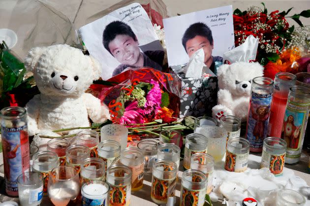 A memorial for Peter Wang, one of the victims of the Marjory Stoneman Douglas High School shooting, sits in a park in Parkland, Florida on February 16, 2018. (Photo: RHONA WISE via Getty Images)