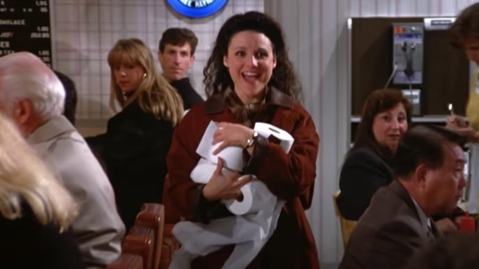 Elaine and the toilet paper from Seinfeld episode 