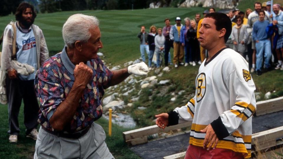 Bob Barker and Adam Sandler in 'Happy Gilmore' (Credit: Universal Pictures)