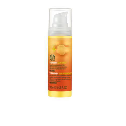 <b>Vitamin C skin revive by Body Shop, £14</b><br><br>Silky smooth with light-reflecting particles, this is perfect for an afternoon radiance top up. Massage across your cheekbones for a healthy glimmer.<br><br><a href="http://www.thebodyshop.co.uk/shop-by-range/vitamin-c/vitamin-c-skin-reviver.aspx" rel="nofollow noopener" target="_blank" data-ylk="slk:Available from The Body Shop.;elm:context_link;itc:0;sec:content-canvas" class="link ">Available from The Body Shop.</a>