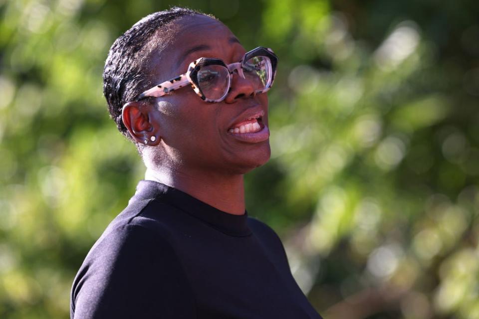 Nina Turner speaks during a ‘Get Out the Vote’ canvassing event in Ohio (Getty Images)