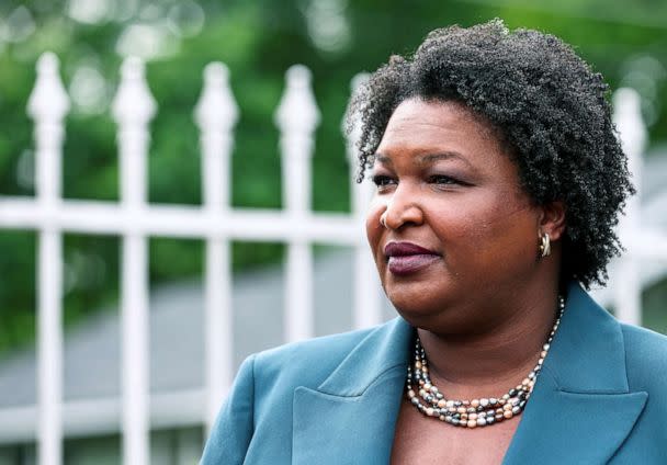 PHOTO: Democratic gubernatorial candidate Stacey Abrams looks on at a news conference during the primary election in Atlanta, May 24, 2022. (Dustin Chambers/Reuters, FILE)