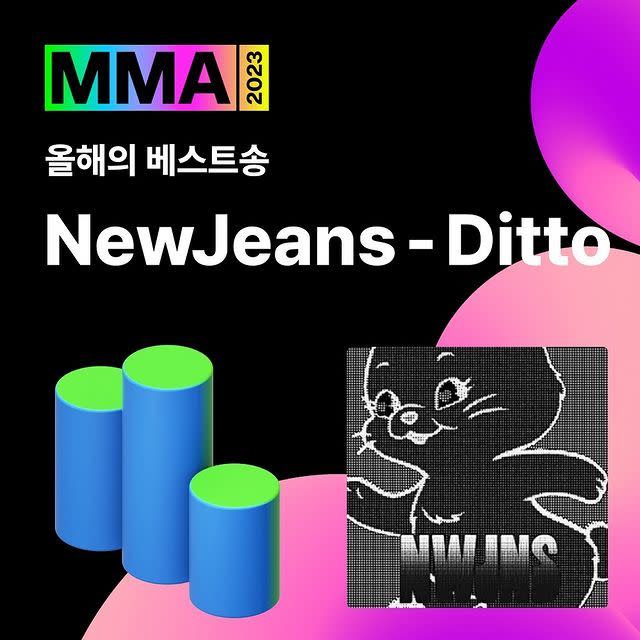 《2023 MMA》年度歌曲NewJeans〈Ditto〉。（圖／翻攝自IG）