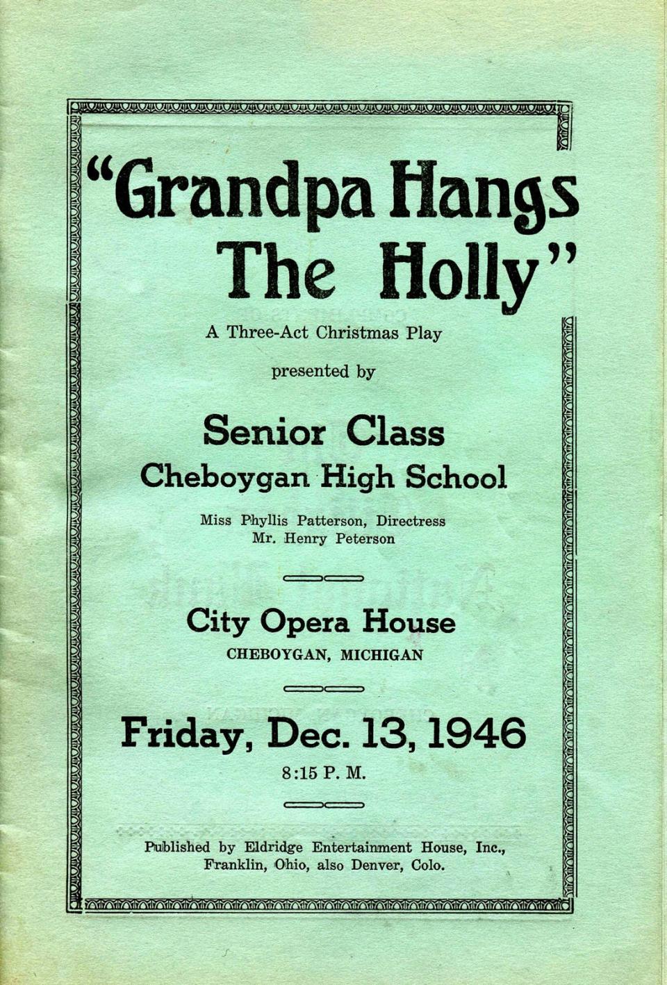 Cover of the program “Grandpa Hangs the Holly” from 1946.