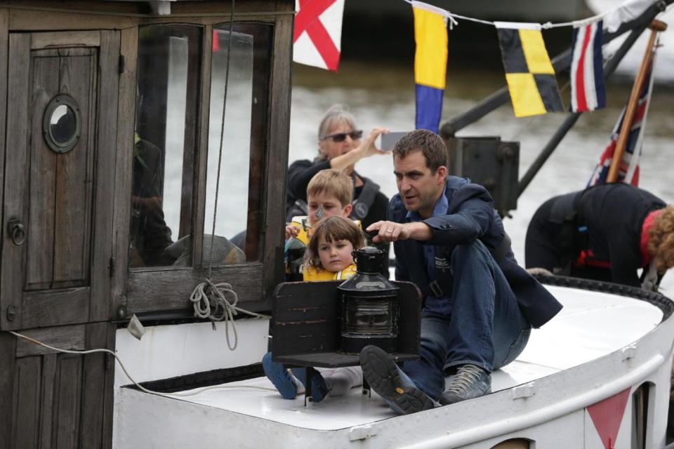 Brendon Cox, the widower of Labour MP Jo Cox, and their children Cuillin and Lejla. (Daniel Leal-Olivas/PA)