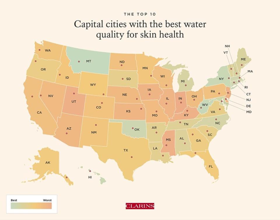 Providence, Rhode Island ranked as the capital city with the highest water quality. Clarins