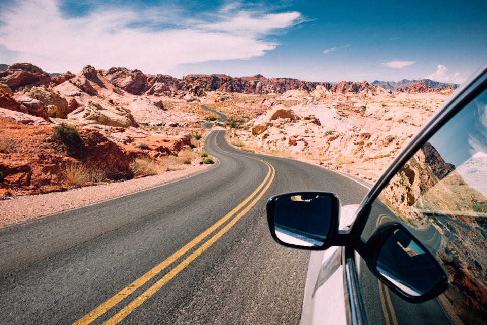 A car on a road trip through the USA