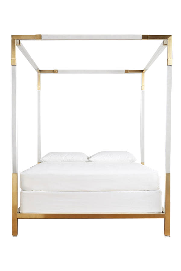 <p><a rel="nofollow noopener" href="https://www.anthropologie.com/shop/oscarine-lucite-four-poster-bed?category=SEARCHRESULTS&color=070" target="_blank" data-ylk="slk:Oscarine Lucite Four-Poster Bed;elm:context_link;itc:0;sec:content-canvas" class="link ">Oscarine Lucite Four-Poster Bed</a>, $5,498</p> <h4>Anthropologie</h4> <p> <strong>Related Articles</strong> <ul> <li><a rel="nofollow noopener" href="http://thezoereport.com/fashion/style-tips/box-of-style-ways-to-wear-cape-trend/?utm_source=yahoo&utm_medium=syndication" target="_blank" data-ylk="slk:The Key Styling Piece Your Wardrobe Needs;elm:context_link;itc:0;sec:content-canvas" class="link ">The Key Styling Piece Your Wardrobe Needs</a></li><li><a rel="nofollow noopener" href="http://thezoereport.com/entertainment/celebrities/dinner-with-leo-and-kate-auction-for-golden-hat-foundation/?utm_source=yahoo&utm_medium=syndication" target="_blank" data-ylk="slk:A Titanic Reunion Happened Last Night, And We're Never Letting Go Of This Moment;elm:context_link;itc:0;sec:content-canvas" class="link ">A <i>Titanic</i> Reunion Happened Last Night, And We're Never Letting Go Of This Moment</a></li><li><a rel="nofollow noopener" href="http://thezoereport.com/living/work/5-successful-women-start-workdays/?utm_source=yahoo&utm_medium=syndication" target="_blank" data-ylk="slk:How 5 Successful Women Start Their Workdays;elm:context_link;itc:0;sec:content-canvas" class="link ">How 5 Successful Women Start Their Workdays</a></li> </ul> </p>