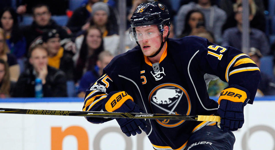 Jack Eichel signed an eight-year, $80 million extension with the Buffalo Sabres on Tuesday. (Jeffrey T. Barnes/AP)