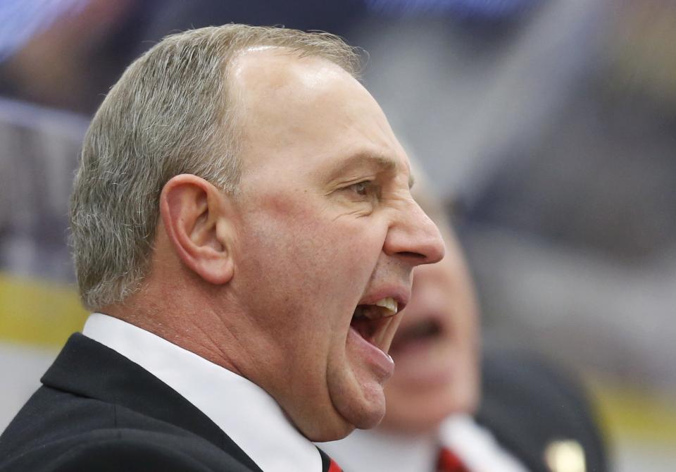 Canada's head coach Sutter watches play against the Czech Republic during the first period of their IIHF World Junior Championship ice hockey game in Malmo