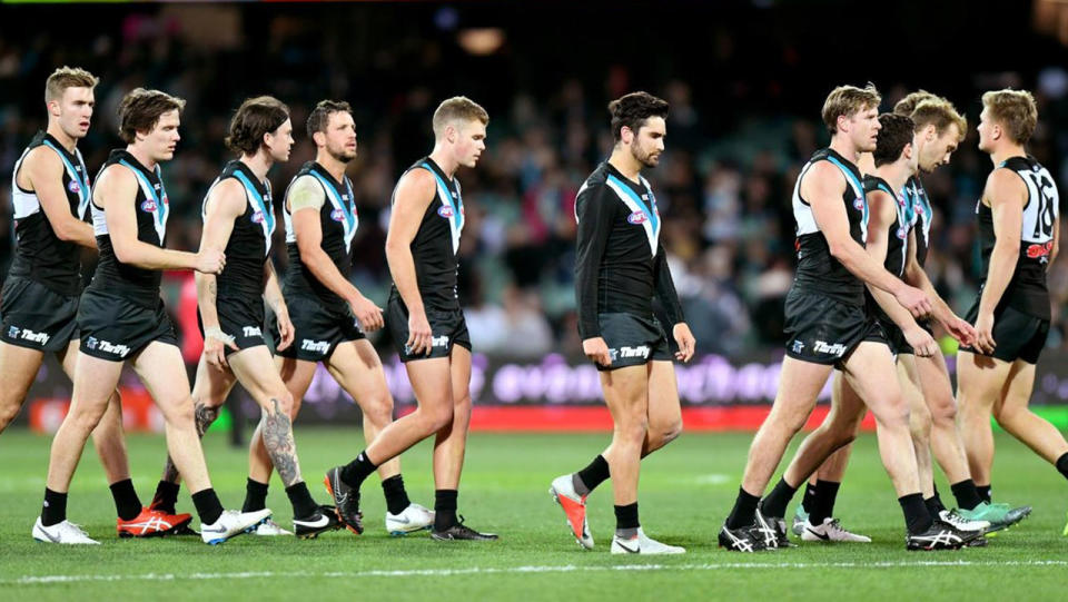 Port Adelaide are in the history books for an unwanted reason. Pic: AAP