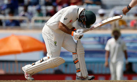 Cricket - India v Australia - Third Test cricket match - Jharkhand State Cricket Association Stadium, Ranchi, India - 17/03/17 - Australia's Glenn Maxwell celebrates his century. REUTERS/Adnan Abidi