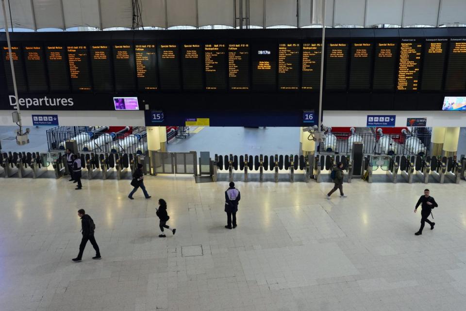 London Waterloo during Aslef’s previous strike in January 2024 (Getty)