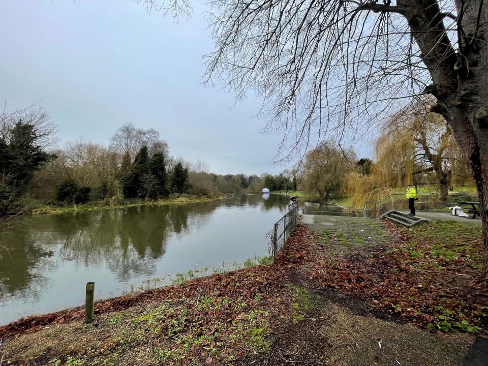 A police tent is erected at the River Wensum in Wensum Park, Norwich, as police search for Gaynor Lord, 55, who was last seen on Friday afternoon after she left work early from Norwich city centre. Her belongings, including clothing, two rings, a mobile phone and glasses, were found scattered in Wensum Park. Her coat was discovered in the River Wensum, which runs through the park. Picture date: Thursday December 14, 2023.