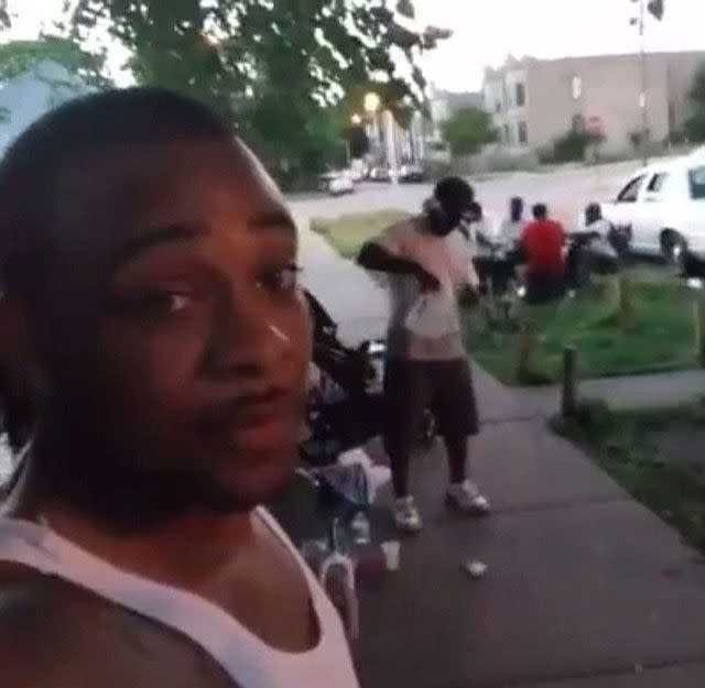 The live streamed video begins with Antonio Perkins panning to show his friends in a Chicago neighborhood. Picture: Facebook