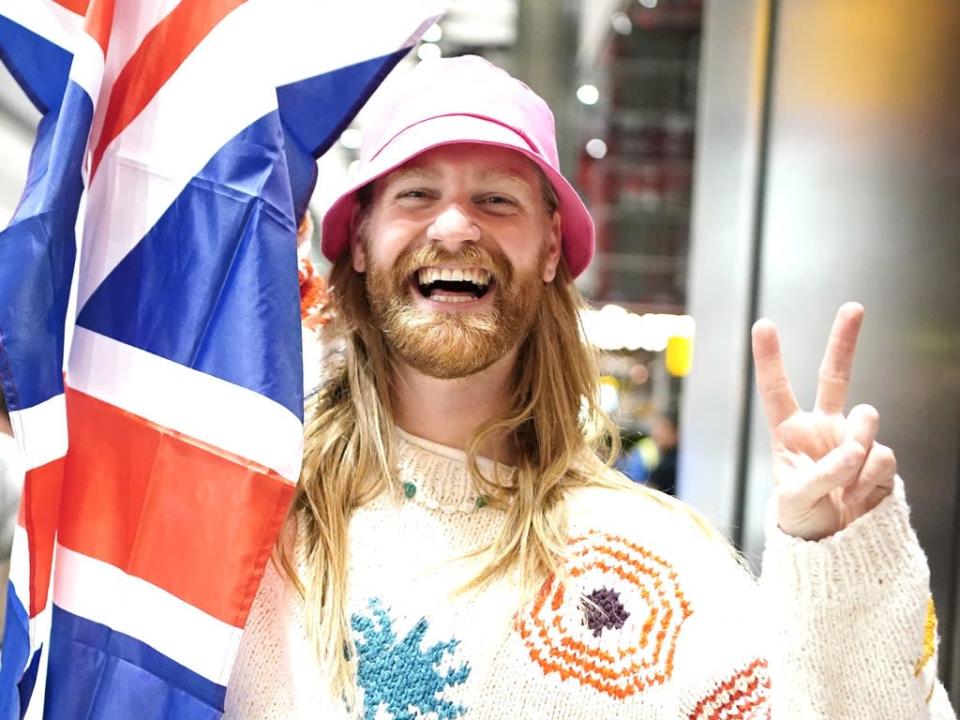 Sam Ryder arrives at Heathrow Airport in London after his Eurovision triumph (PA) (PA Wire)