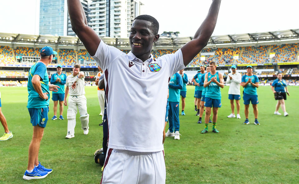 Australian players, pictured here applauding Shamar Joseph after the West Indies' victory at the Gabba.