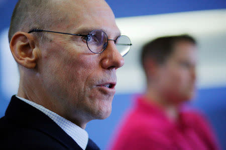 Dr. Bob Dingman, Director of the Military and Veterans Psychology Concentration, speaks to Reuters at William James College of Psychology, the first in the nation to run a program focusing specifically on training military veterans to treat the mental health problems of their fellow soldiers and veterans, in Newton, Massachusetts, U.S., May 16, 2017. REUTERS/Brian Snyder