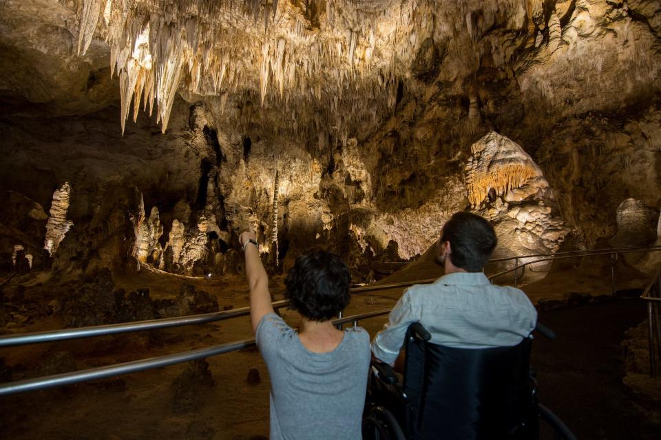 Visitors who use wheelchairs can access Carlsbad Cavern's Big Room by elevator.