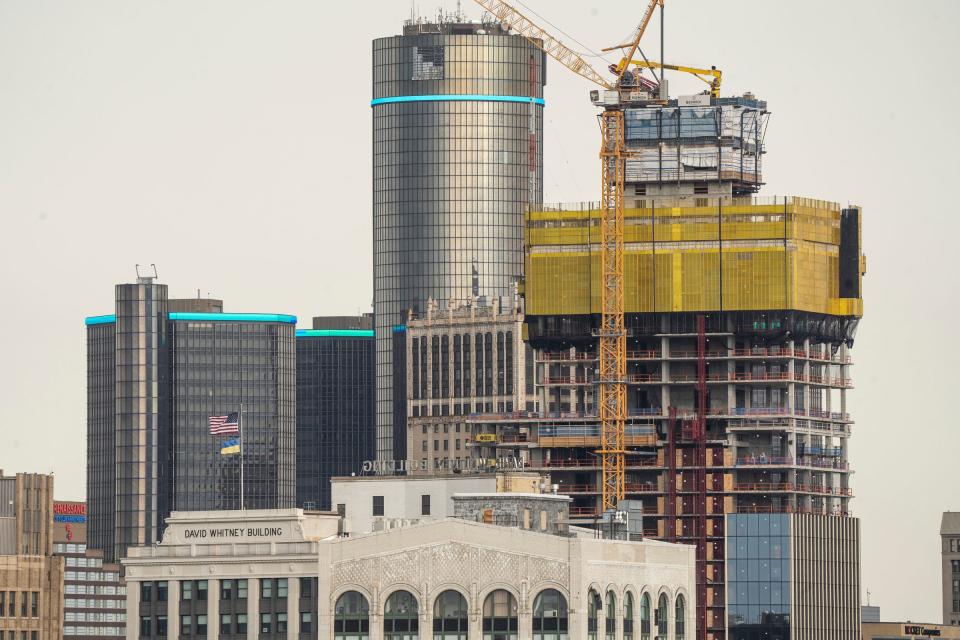 A section of the Detroit skyline is seen from The Monarch Club in downtown Detroit on Tuesday, July 11, 2023.